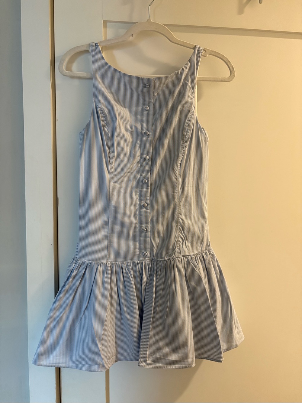 Aritzia - Sunday Best Light Blue Striped Button-Front Dress